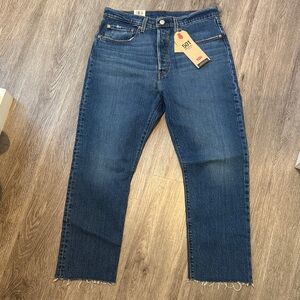 Levi's 501 cropped Dark Blue Straight Jeans